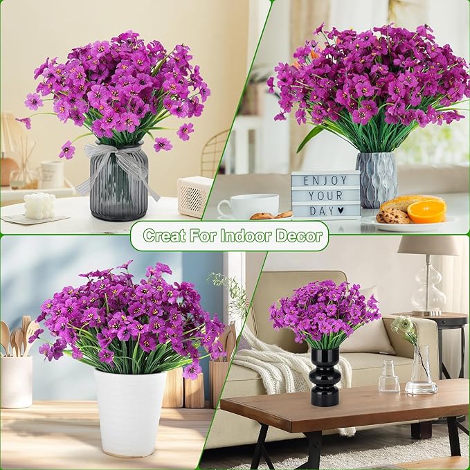 20 Bundles Artificial Flowers for Outdoors or Indoor Garden Home Decoration,No Fade Fake Flowers Faux Plants for Decoration Hanging Planters,Porch Window Box Garden Wedding Farmhouse Fake Plants