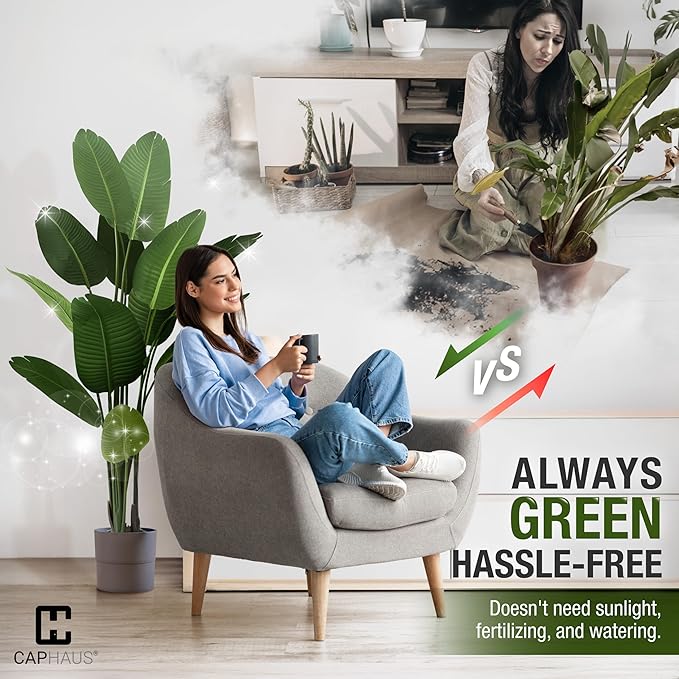 CAPHAUS 7 Feet Artificial Bird of Paradise, 84 Inch with 17 Trunks, Premium UV Resistant Lifelike Fake Plant in Pot with Dried Moss for Office, Indoor/Outdoor Use & Tropical Home Décor