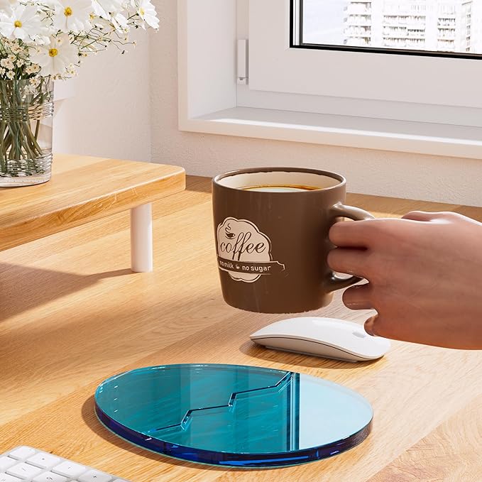 Acrylic Coaster Decorative Plates,Office Desk Accessories, Clear Dinosaur Egg Shape Coffee Cup Decor, Perfect for Tabletop Protection and Display.