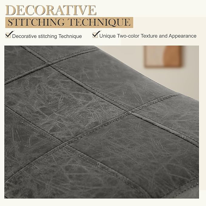 PHI VILLA Counter Height Bar Stools Set of 2 - Farmhouse Barstools with Upholstered Saddle Seat and Solid Wood Legs, Kitchen Counter Island Stools