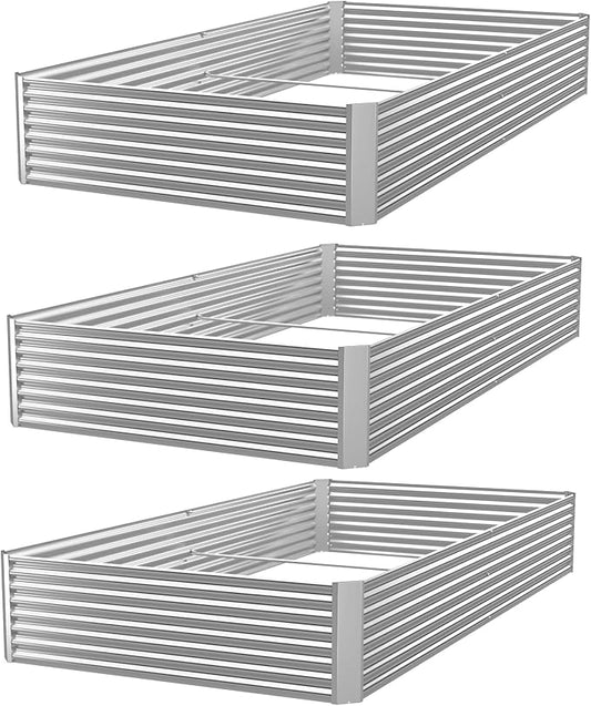 3 Pack Galvanized Raised Garden Bed Outdoor,Metal Garden Bed for Vegetables,Above Ground Garden Box for Flower,Steel Raised Beds for Gardening-36x18 inch