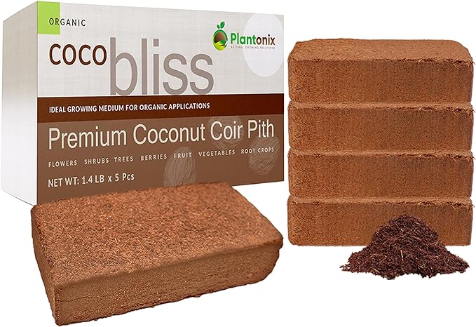 Coco Coir 650gm Bricks (5-Pack) - Organic Coco Coir for Plants & Gardening - OMRI-Listed Cocopeat for Garden Soil, Seed Starter Soil, & Mulch - Organic Coconut Bricks - Coconut Fiber Potting Mix