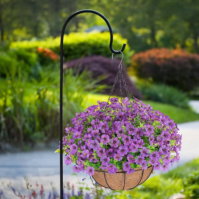 AGIRL Artificial Flowers Hanging Plants in Basket,Artificial Hanging Flowers for Outdoor Indoor Decor,UV Resistant Hanging Baskets with Fake Flowers for Patio Garden Porch Deck Decoration