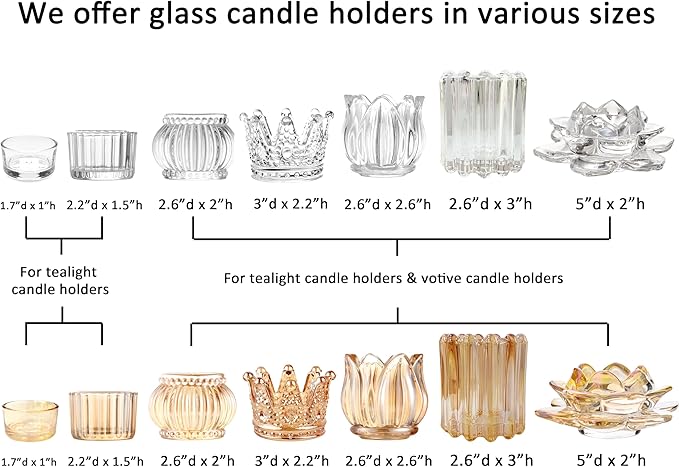 GOLDEAL 6Pcs Gold Glass Votive Candle Holders Tealight Holders Decorative, Tea Candle Holders Bulk,Candlestick for Wedding, Party,Dinner, Home Table Decor.