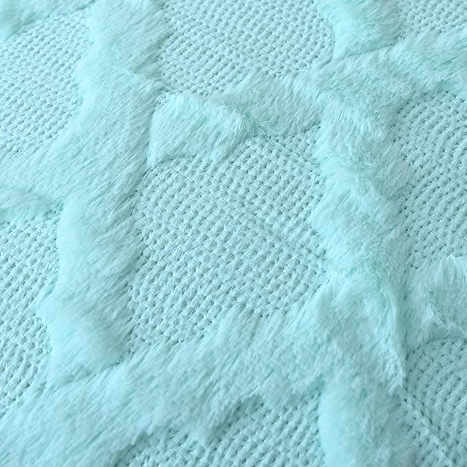 Set of 2 Soft Moroccan Throw Pillow Covers 22x22 Inch Plush Boho Decorative Pillow Cover Accent Cushion Case for Couch Sofa Bed, Light Aqua