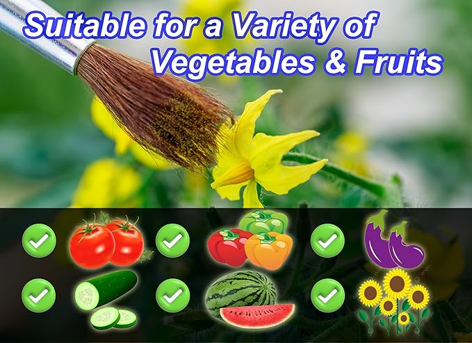 Pollinating Brush for Indoor Hydroponic Garden, Pollination Brushes for Flowering Plants in Greenhouse, Pollinator Brush with Soft Wool for Tomatoes, Peppers, Strawberries, Cucumbers (10 Pack)