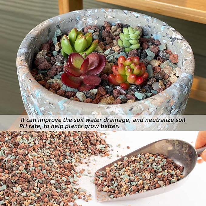 45lb Mix Lava Rocks for Plants in Door -Gravel Pebbles for Bonsai Succulent Cactus Potting Soil and Vase Fillers, Fairy Gardening,Top Dressing