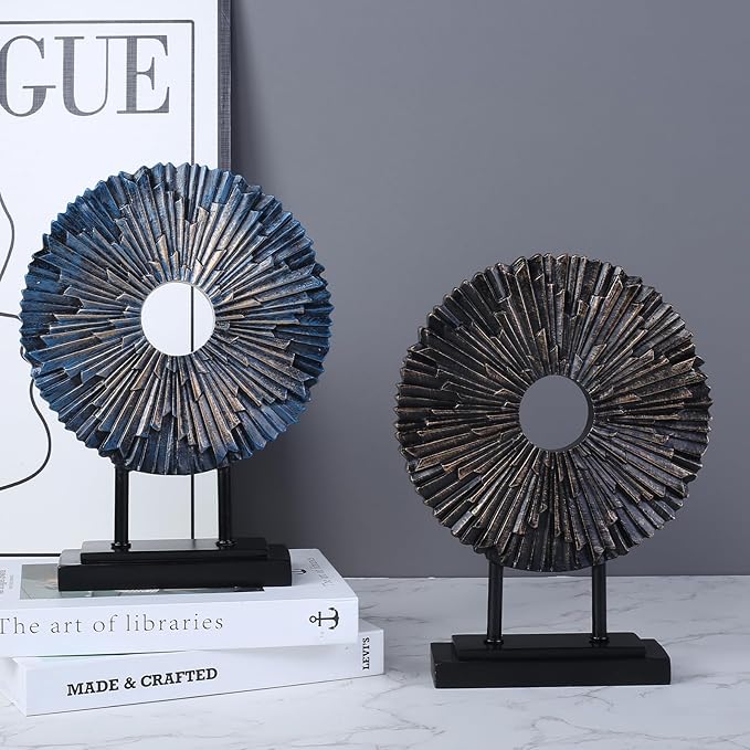 Minimalist Round Statue Above Cabinet Decor Kitchen, Modern Decorative Sculpture Home Decorations for Living Room Coffee Table, Office Decor Items, Center Pieces Decoration (Blue)