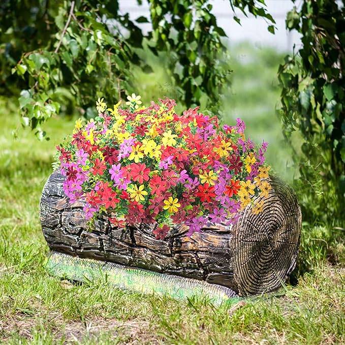 Fake Fall Artificial Flowers for Outdoor Decoration 12 Bundles Faux Silk Mums Daisy UV Resistant Autumn Flowers for Garden Patio Porch Window Box Outdoor Indoor Decor