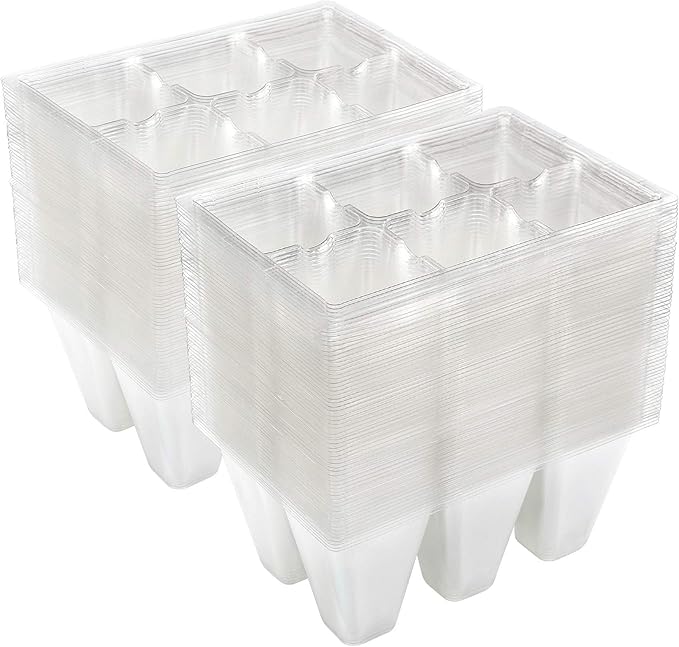 Gardzen 120 Pack 6-Cell Seed Starting Tray for Seedlings, Plant Starter Trays with Drainage Holes for Seed Germination, 5.4x3.7 inches, Clear
