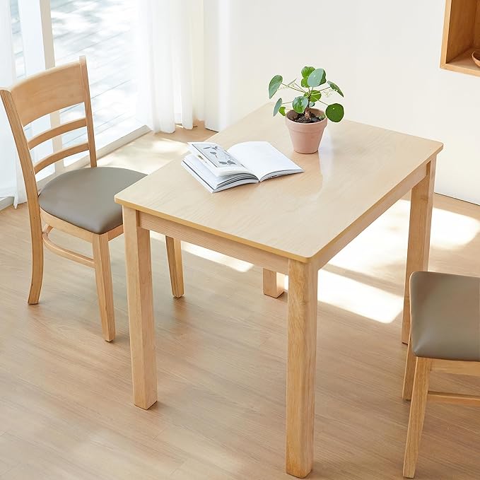 Livinia Cabin 33.5" Wooden Dining Table/Small Rectangular Modern Farmhouse Solid Wood Kitchen Table Desk (Natural)