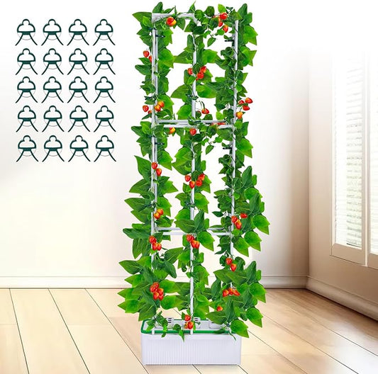 BAOSHISHAN Hydroponics Growing System Tower with Trellis, 7L Indoor Gardening System for Tomato Pepper Cucumber Vines Plant, Hydroponic Grow Kit with 60" Height Adjust