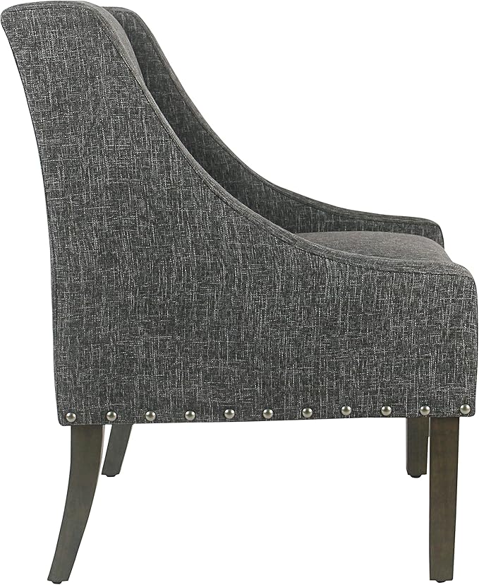Homepop Home Decor | Upholstered Classic Swoop Arm Accent Chair | Accent Chairs for Living Room & Bedroom | Decorative Home Furniture, Slate Grey