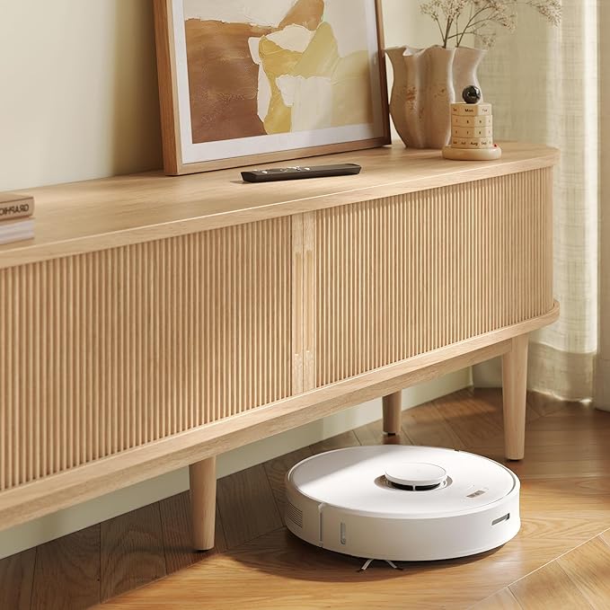 LINSY 70" Fluted TV Stand, Modern Entertainment Center for TVs Up to 80 inches, TV Console with Sliding Doors, Curved Profile Design, Media Console for Living Room, Light Wood