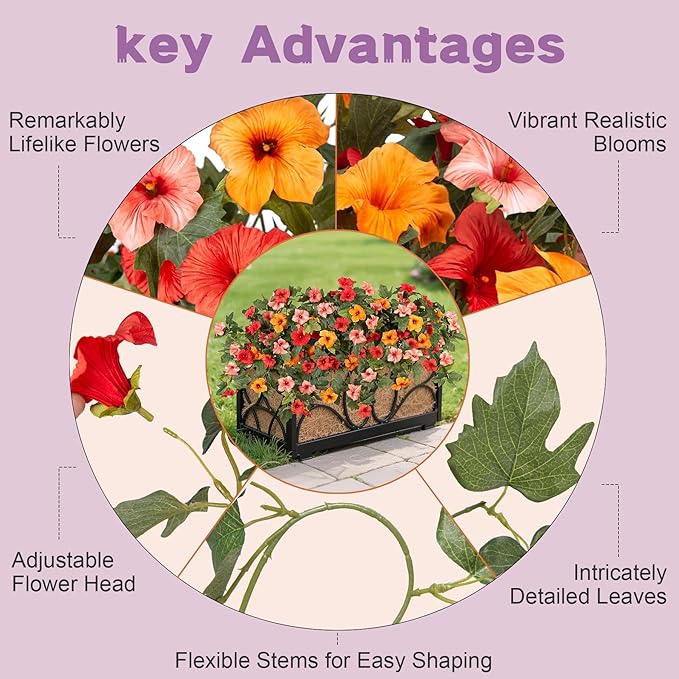 Artificial Fake Fall Flowers Plants for Outdoor Decoration, 2PCS Fall Silk Faux Flowers Petunias Planter, No Fade UV Resistant Flower for Garden Porch Yard Patio Window Box Autumn Indoor Decor(Orange)