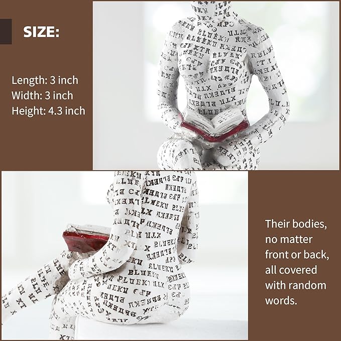 GRAPMKTG Home Decor Pulp Reading Women Thinker Statue Aesthetic Sculpture Room Decor Modern Abstract Decoration on Shelf Table Desk for Living Room Office Bedroom E