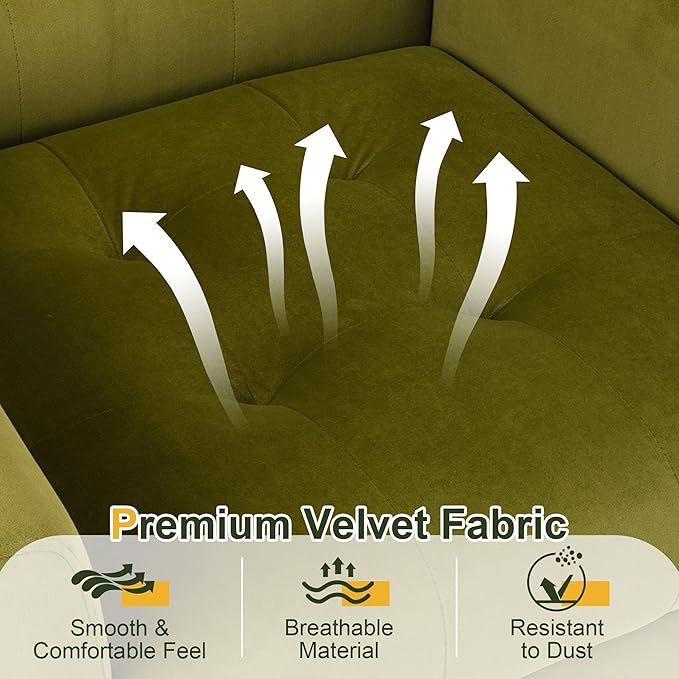 NicBex Modern Accent Chair for Living Room Upholstered Foam Filled Living Room Chairs with Metal Legs Velvet Cozy Lounge Armchair for Living Room Bedroom,Green