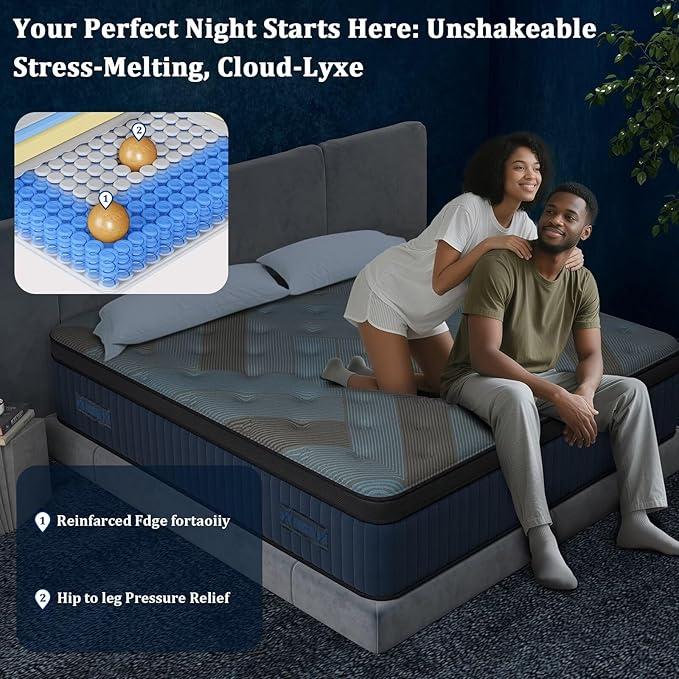 10 Inch Twin Size Mattress in a Box, Medium Firm Hybrid with Lumbar Foam and Zoned Pocket Springs for Pressure Relief and Edge Support