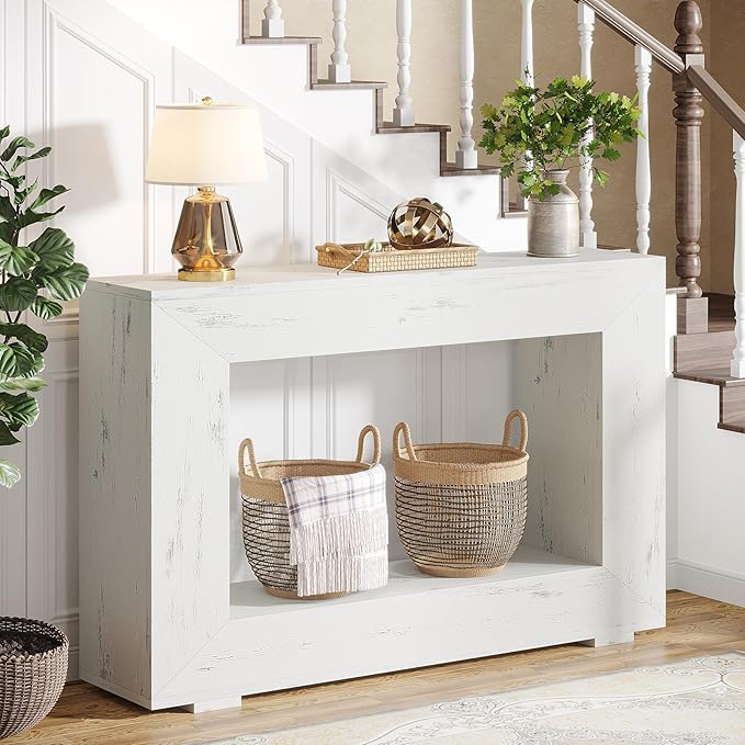 Tribesigns Farmhouse Console Table, 47 Inches Entryway Console Table with Storage, Industrial Hallway Accent Table for Living Room, Entrance