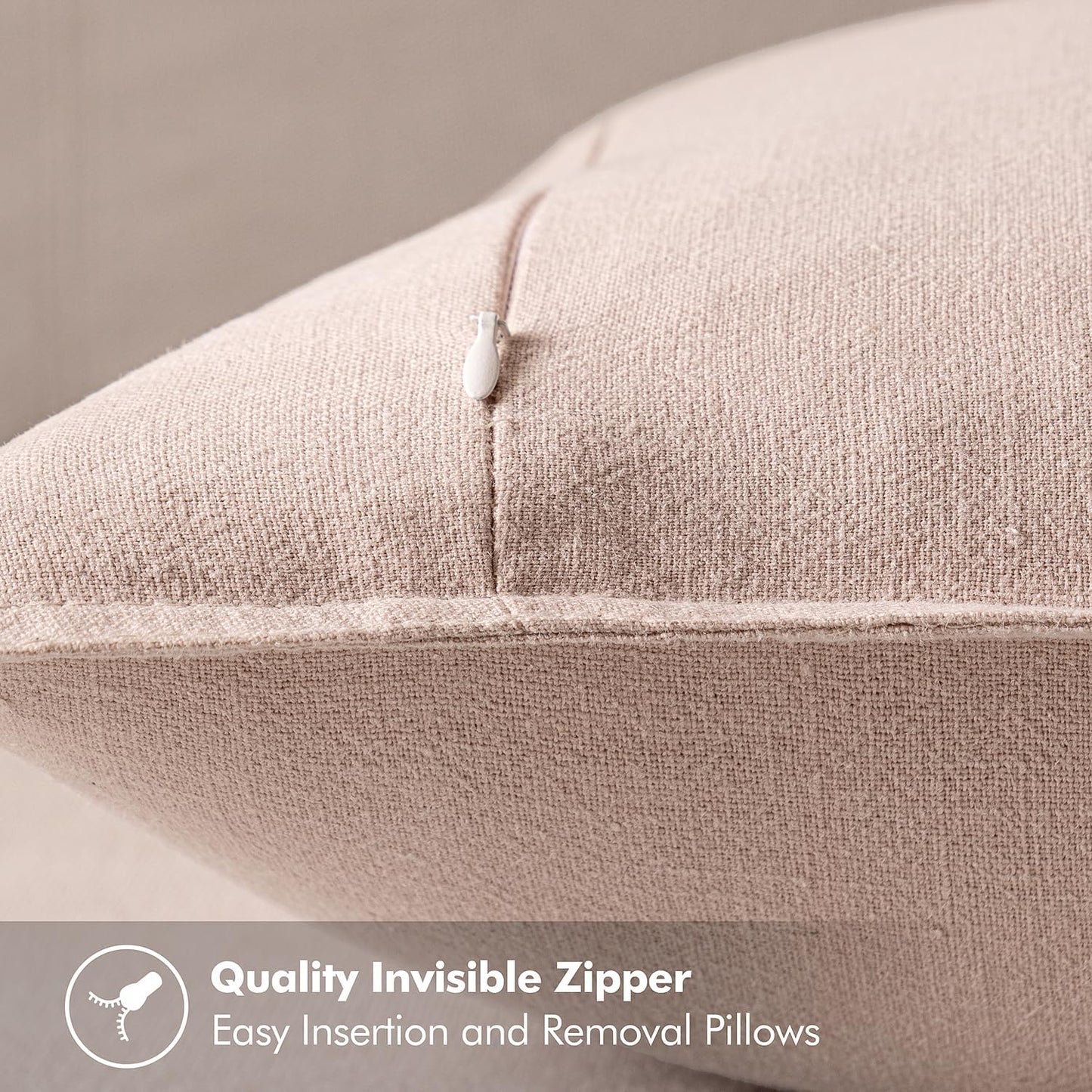 MIULEE Decorative Linen Euro Sham Pillow Covers 26x26 Light Pink Boho FarmhouseNeutral Couch Throw Pillows for Bed Pack of 2 Accent Modern Pillowcase Sofa Livingroom Home Decor