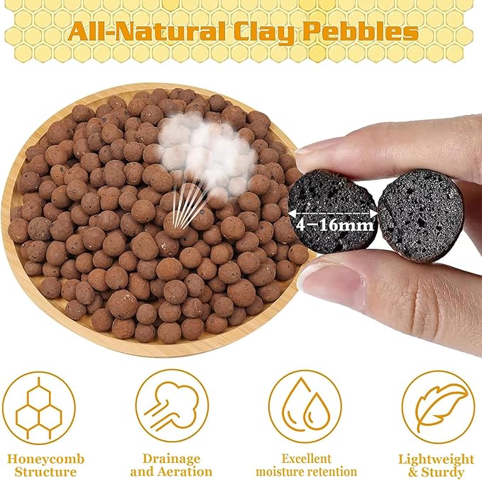 Legigo 7 LB Organic Leca Clay Pebbles for Plants, 4mm-16mm 100% Natural Leca Balls for Indoor Plants, Hydroton Clay Pebbles for Plants Hydroponic Aquaponics Growing Orchid Drainage Terrarium