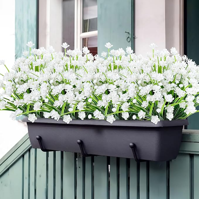 AGIRL 12 Bundles Artificial Flowers for Outdoor,No Fade Fake Plastic Flowers Faux Plants for Decoration Hanging Planters Indoor Outside Garden Porch Window Box Home Wedding Farmhouse