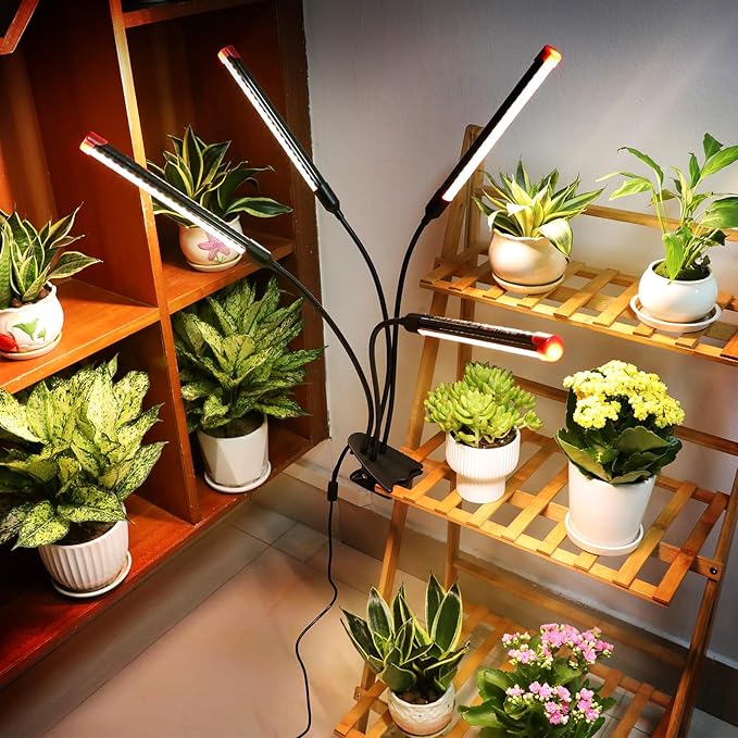 GameChanger! 36W, NOT 15W, 4Head Strong Clip Grow Lights for Indoor Plants with Timer, Best Gift for Plants Lover, LED Plant Growing Lamp for Houseplants, Bonsai, Seed Starting, Seedlings, VEG, Flower