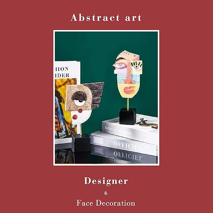 Smile - Handcrafted Statues Resin Abstract Sculpture for Home Decor Modern,African Art Tribal Figurines Decorations Items Accents Influencer Picks for Bookshelf,TV Stand,Living Room,Nightstand