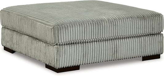 Signature Design by Ashley Lindyn Contemporary Square Tufted Upholstered Oversized Accent Ottoman, Light Gray