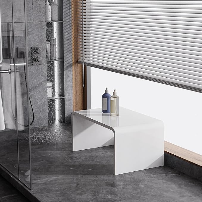 Acrylic Coffee Table for Small Couch, Premium Coffee Tables for Living Room, Modern Waterfall White End Table with Round Edges, Bedroom, Bathroom, Office (24"x15"x12")