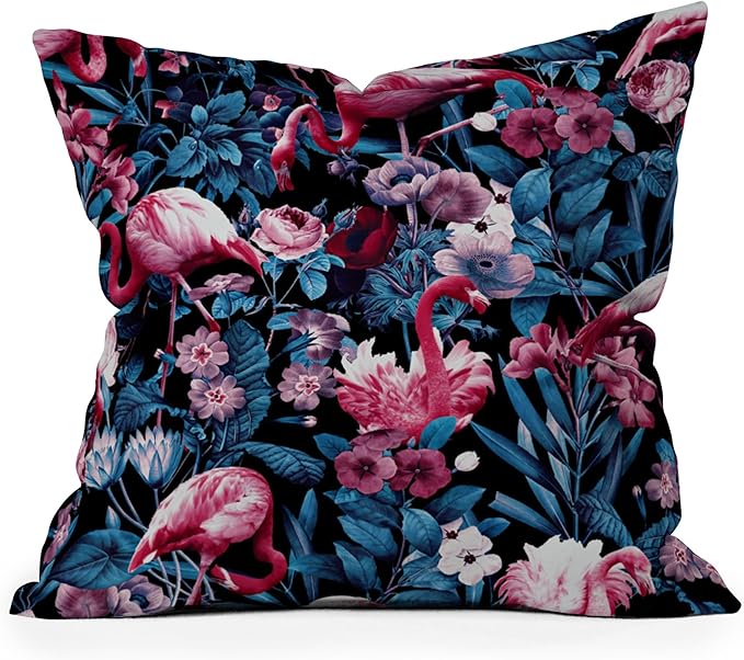 Society6 Floral and Flamingo V III Throw Pillow Insert-Home Decor by Burcu Korkmazyurek, 16" x 16"