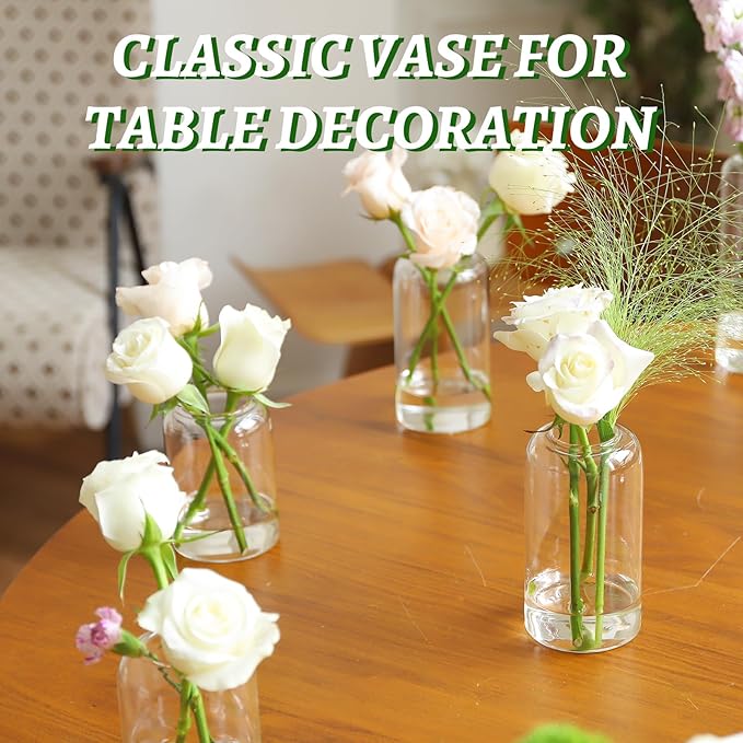 Glass Bud Vases Set of 24, Clear Flower Vase for Centerpieces, Small Vases for Flowers, Decor Centerpiece for Bathroom, Decorative Vases for House Warming