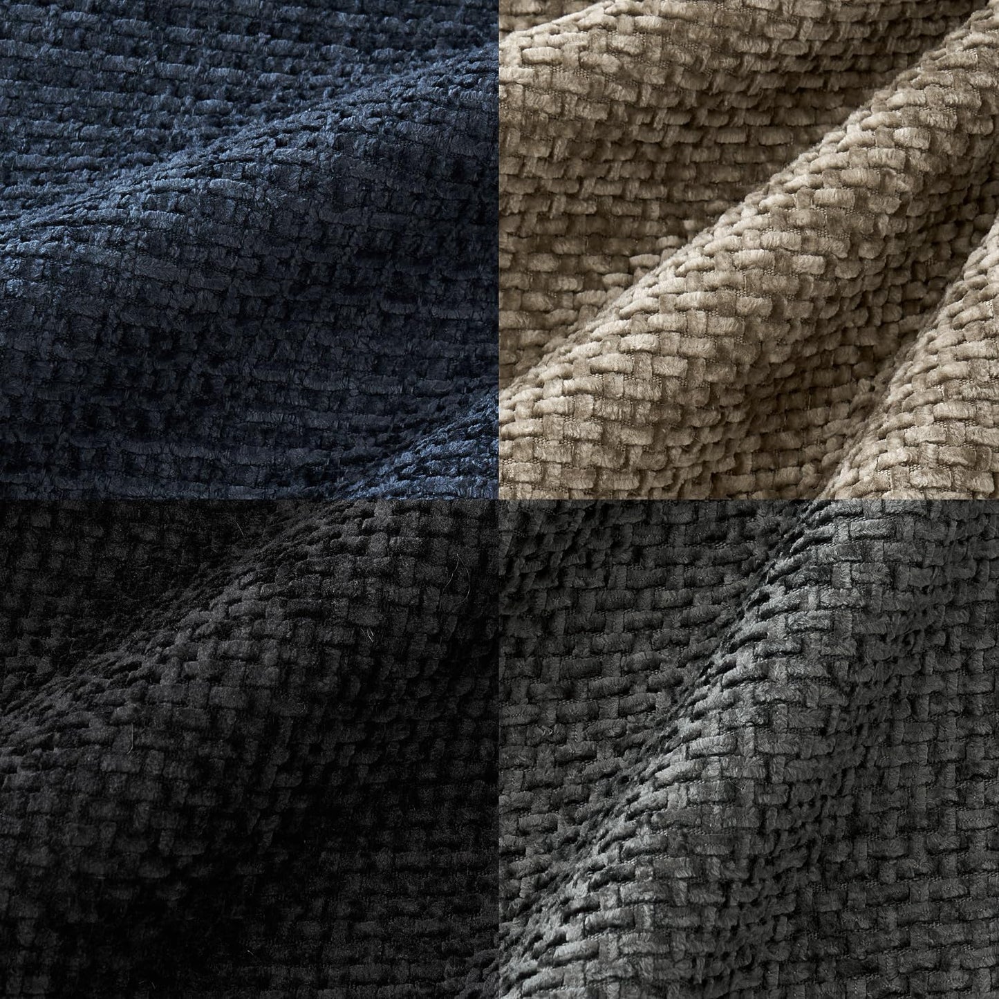 MIULEE Pack of 4 Couch Throw Pillow Covers 18x18 Inch Neutral Navy/Grey Soft Decorative Chenille Pillow Covers Farmhouse Accent Cushion Covers for Boho Home Decor Sofa Bedroom Living Room