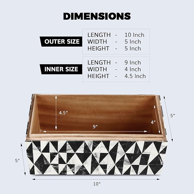 Handicrafts Home Modern Rectangular Decorative Box - Harlequin Pattern, 10x5x5 Inches