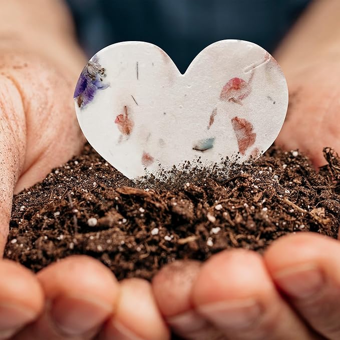 48pcs Plantable Seed Paper – 24 Heart & 24 Butterfly Embedded with Wildflower Seeds for Bridal Shower, Wedding Gift, Birthday, & Other Milestone Celebrations