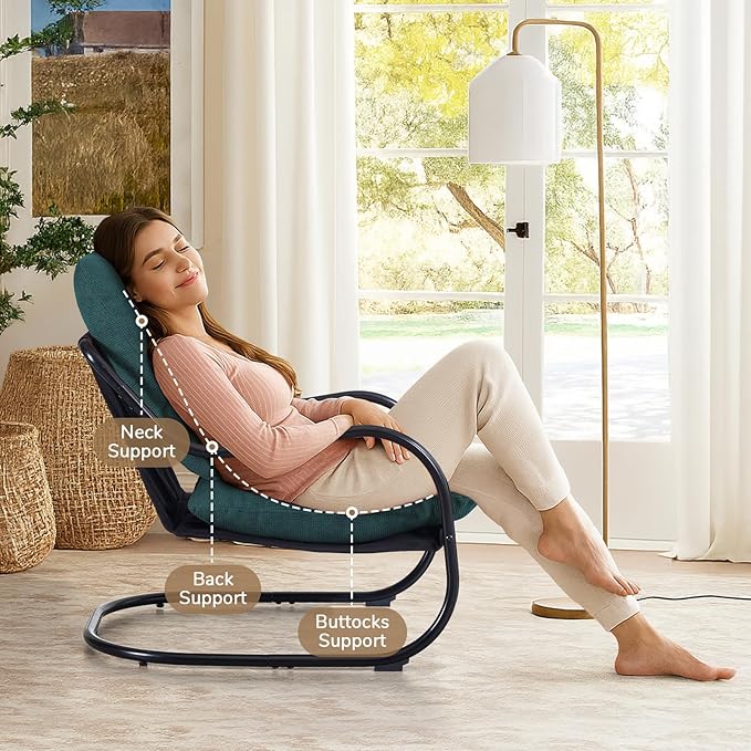 Peace nest Comfy Accent Chair Modern Living Room Bedroom Armchair with Mental Frame Comfortable Shredded Foam Cushion for Balcony Lounge Reading Meeting Room Blue