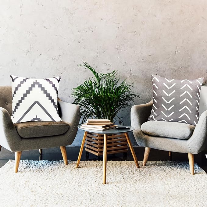 Decorative Throw Pillow Covers Set of 4 Grey Pillow Covers 20x20 inch Throw Pillows Linen Square Pillow Case,Farmhouse Outdoor Geometric Pillow Covers for Couch Sofa Living Room(Gray)