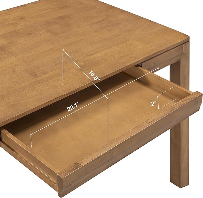 NTC Flow Modern Wooden Rectangle Desk Table with Hidden Drawer – Waterproof & Heat Resistant - Teak Look