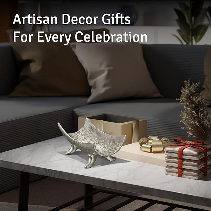 Creative Scents Dublin Silver 3 Vases with Coordinating Bowl and 3 Orbs – Decorative Coffee Table Accents with Orb Balls for Living Room or Dining Room Tables, Home Decor, Mantel Decorations