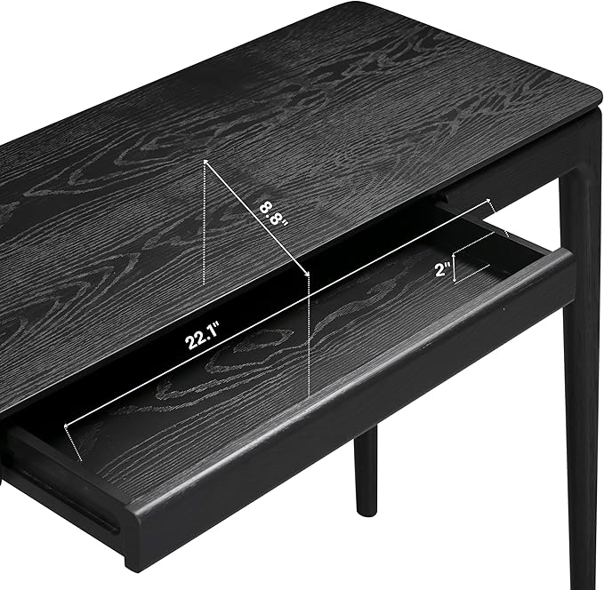 NTC Mingle Modern Wooden Rectangle Console Table with Hidden Drawer – Waterproof & Heat Resistant, Burnt Black