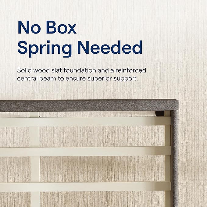 Nectar Full 12” Mattress with Bed Frame & Headboard - Grey - Medium Firm Gel Memory Foam - Cooling Comfort Technology - 365-Night Trial - Forever Warranty - Easy Assembly - 8 Inch Legs - Wooden Slats