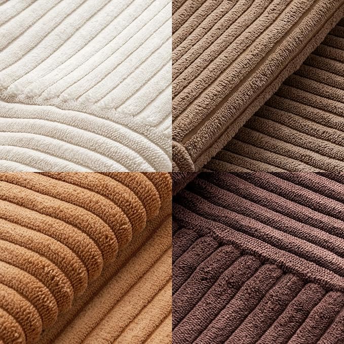 MIULEE Brown Throw Pillow Covers 18x18 Inch Set of 4 Boho Farmhouse Cushion Cases Neutral Gradient Corduroy Pillow Cases with Invisible Zipper Patchwork Home Decor for Couch Sofa Bed