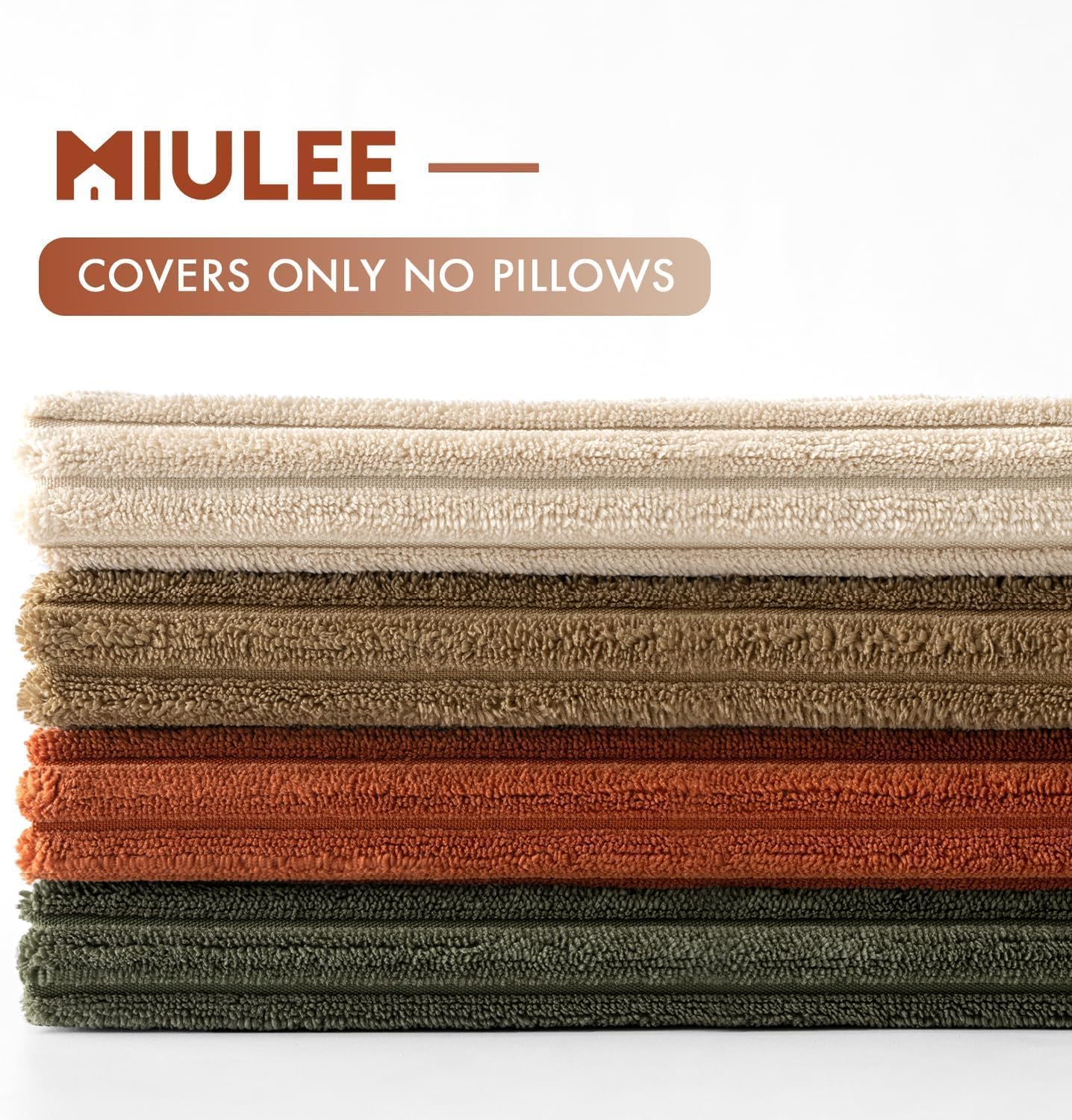 MIULEE Boho Farmhouse Throw Pillow Covers 24x24 Inch Set of 4 Mordern Rust-Olive Green Cushion Covers Soft Corduroy Nordic Home Decor for Spring Couch Bed Sofa Living Room