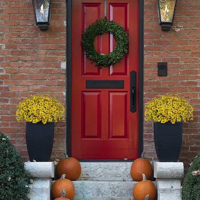 15 Bundles Artificial Flowers Fake Silk Flowers Outdoor UV Resistant Faux Flowers Plastic Fabric Greenery Plants for Hanging Planter Kitchen Home Office Garden Wedding Decoration（Yellow）