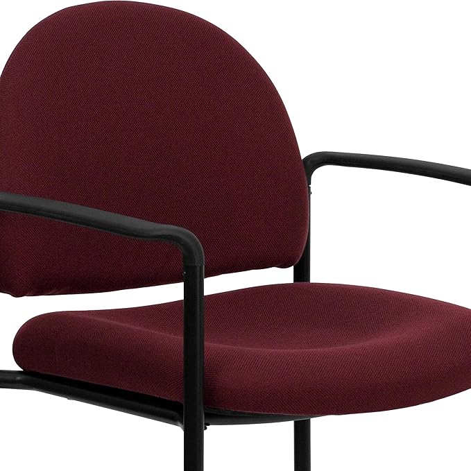 Flash Furniture Tiffany Comfort Burgundy Fabric Stackable Steel Side Reception Chair with Arms