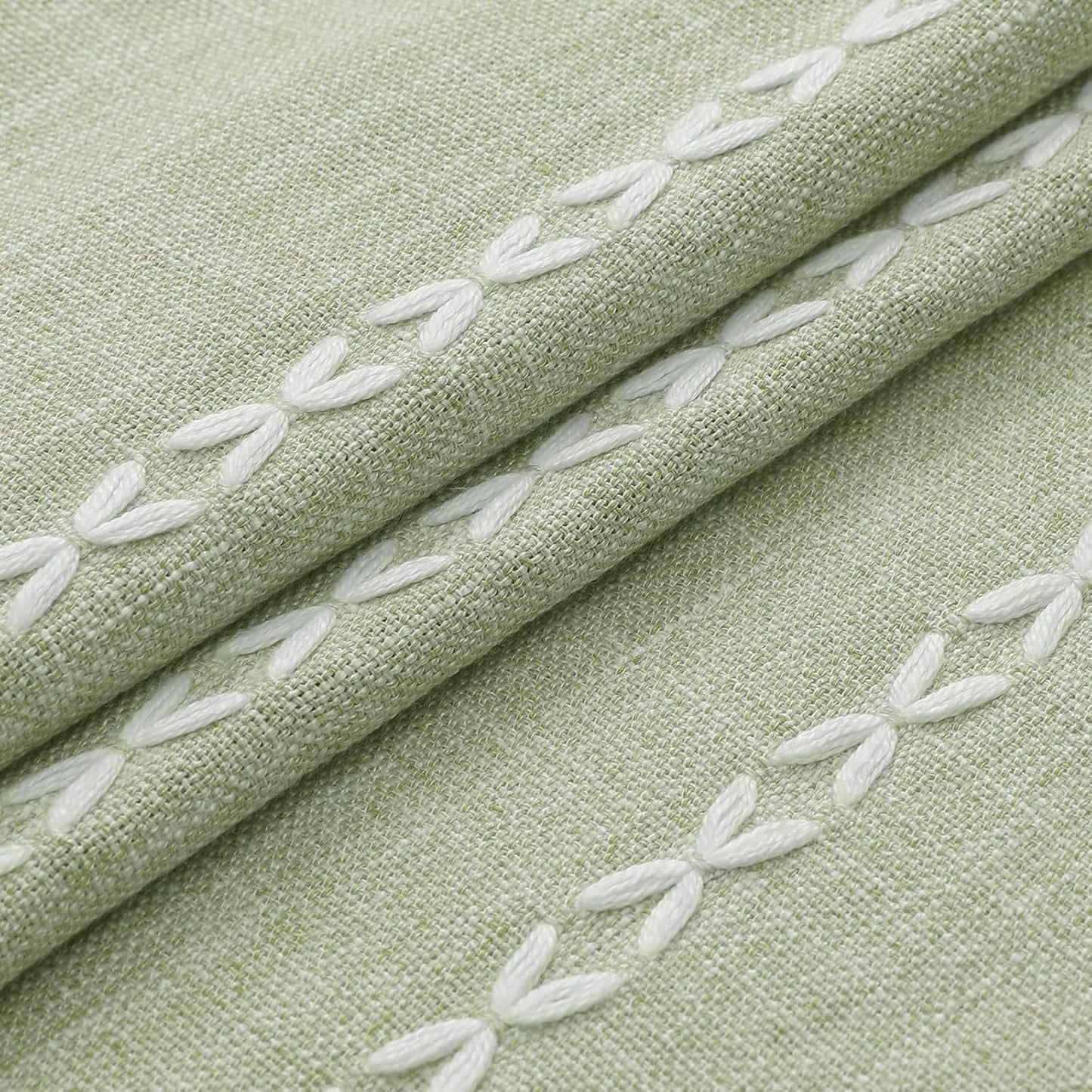 MitoVilla Sage Green Boho Extra Long Shower Curtain 72 x 84, Modern Farmhouse 84 inch XL Rustic Polyester Linen Tassel Heavy Duty Shower Curtain Set with Hooks for Cottagecore Country Bathroom Decor