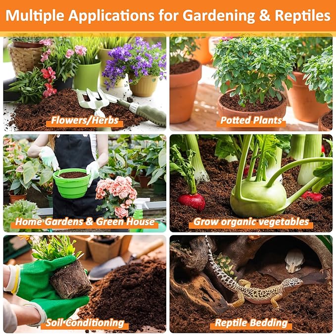 Legigo 4 Pack Premium Coco Coir Brick for Plants- 100% Organic Compressed Coconut Coir Bricks Starting Mix, Coco Coir Fiber Coconut Husk for Planting, Gardening, Potting Soil Substrate, Herbs