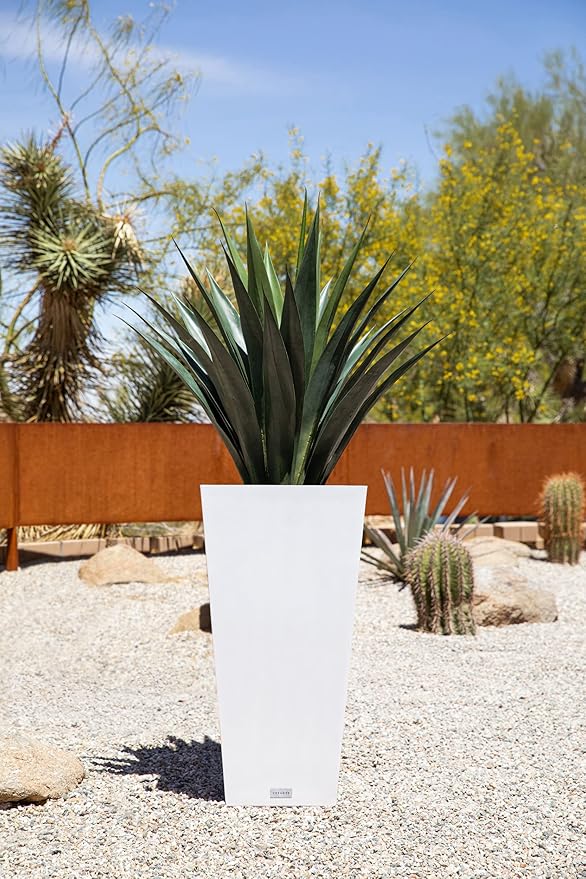 Veradek V-Resin Indoor/Outdoor Taper Planter (30 inch, White)