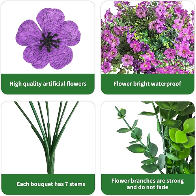 Artificial Mums for Outdoors Garden Home Fall Decor uv Resistant Outdoor Faux Plants Indoor Plastic Fake Plants Greenery Boxwood Porch Patio Fake Mums Flowers 12 Bundles Yard Decorations