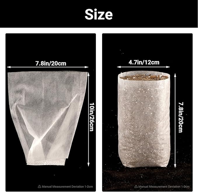 100PCS White Plant Nursery Bags Large, 7.8x10 inches Non-Woven Fabric Seedling Grow Bag, Seed Starting Pots Pouches for Planting Seedling Cutting Clones